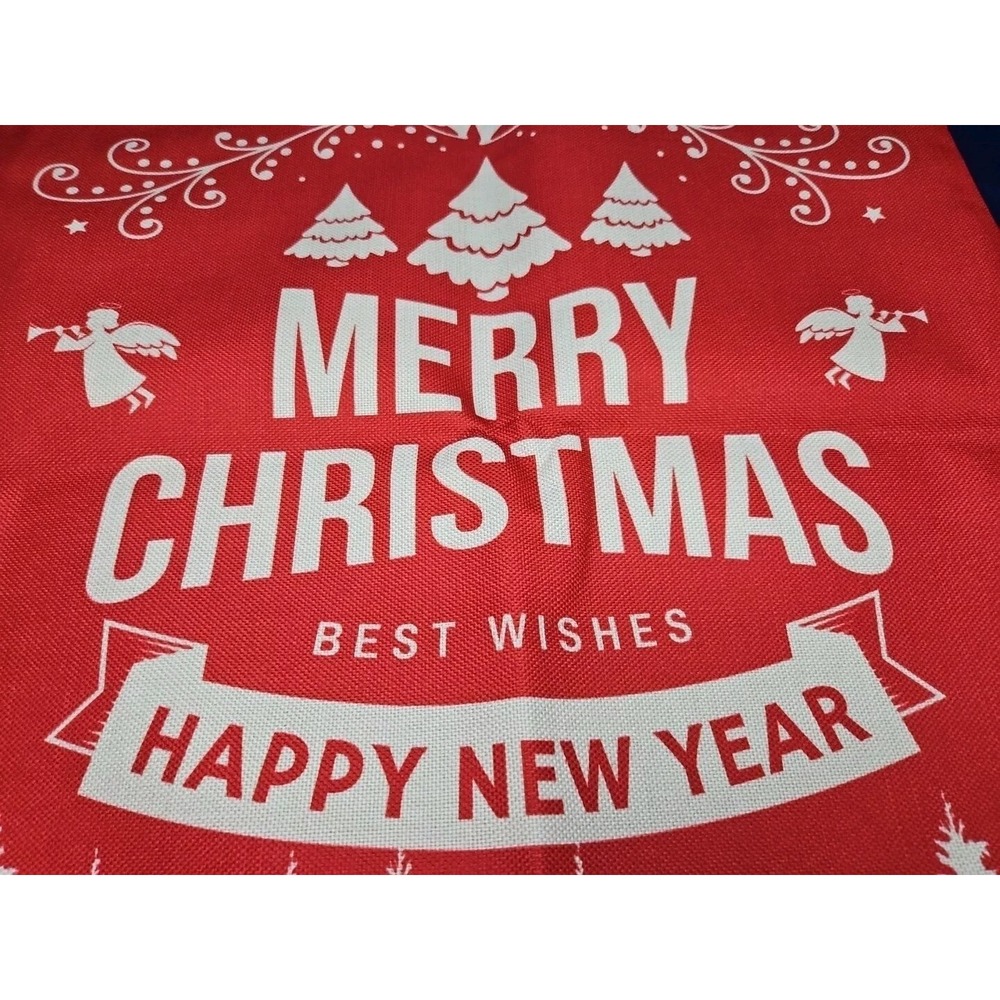 Merry Christmas Holiday Happy Throw Pillow Covers 18x18in Winter Couch Set of 4